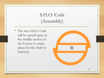 S.H.O. Coils(Assembly)• The two S.H.O. Coils will be spread apart at the middle section of the S curve to make space for the shaft in between.
